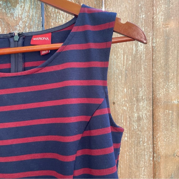 MERONA Women’s Navy Red Striped Sleeveless Sheath Dress Size Small - Picture 3 of 9